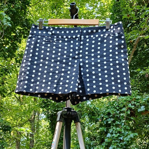 Ann Taylor Loft 'Marisa' Black with White Polka Dots 99% Cotton Shorts Sz 4 - Picture 1 of 9